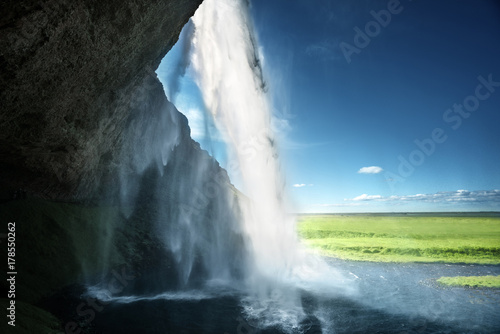 Seljalandfoss waterfall in summer time  Iceland