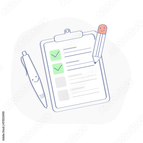 To do list (checklist) outline infographic illustration. Symbol of Completed or Scheduling Tasks. Clipboard with pencil. Premium Quality vector icon concept for Website Element, Mobile websites, Apps.