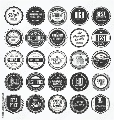 Retro vintage badge and label collection