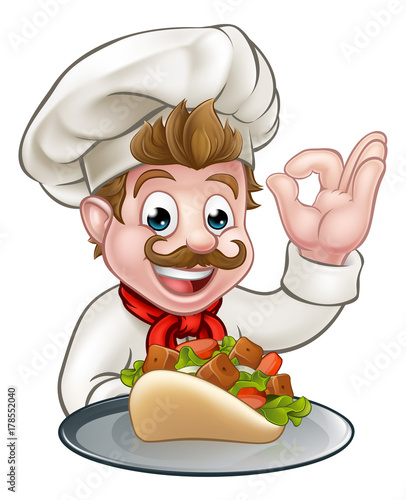 Cartoon Chef with Kebab