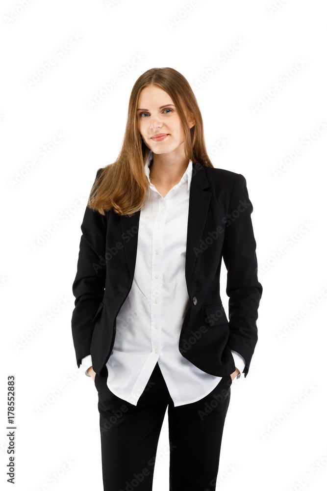 Young attractive businesswoman isolated on white Young attractive businesswoman isolated on white