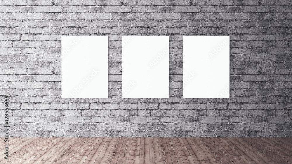 White isolated posters with black frame mockup White isolated posters with black frame mockup