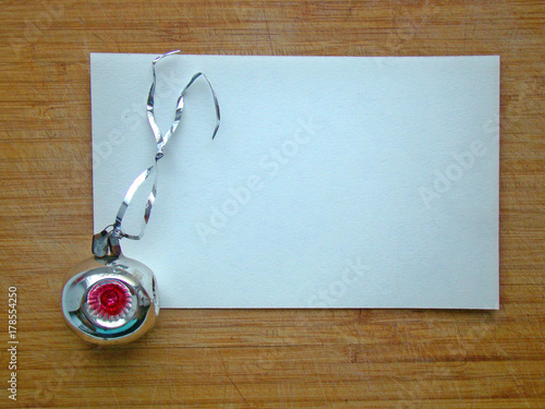 Wallpaper Mural Christmas toy and a piece of paper on a wooden background Torontodigital.ca