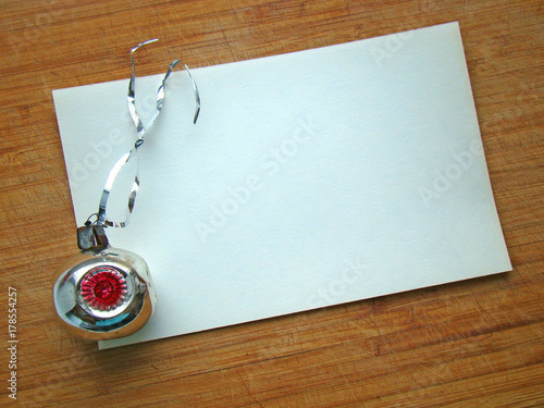 Wallpaper Mural Christmas toy and a piece of paper on a wooden background Torontodigital.ca