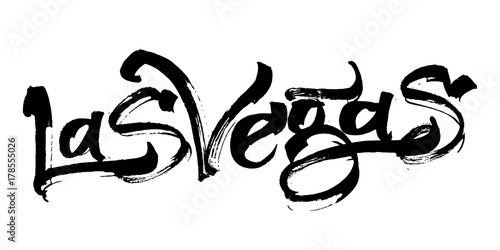 Las Vegas. Modern Calligraphy Hand Lettering for Serigraphy Print.
