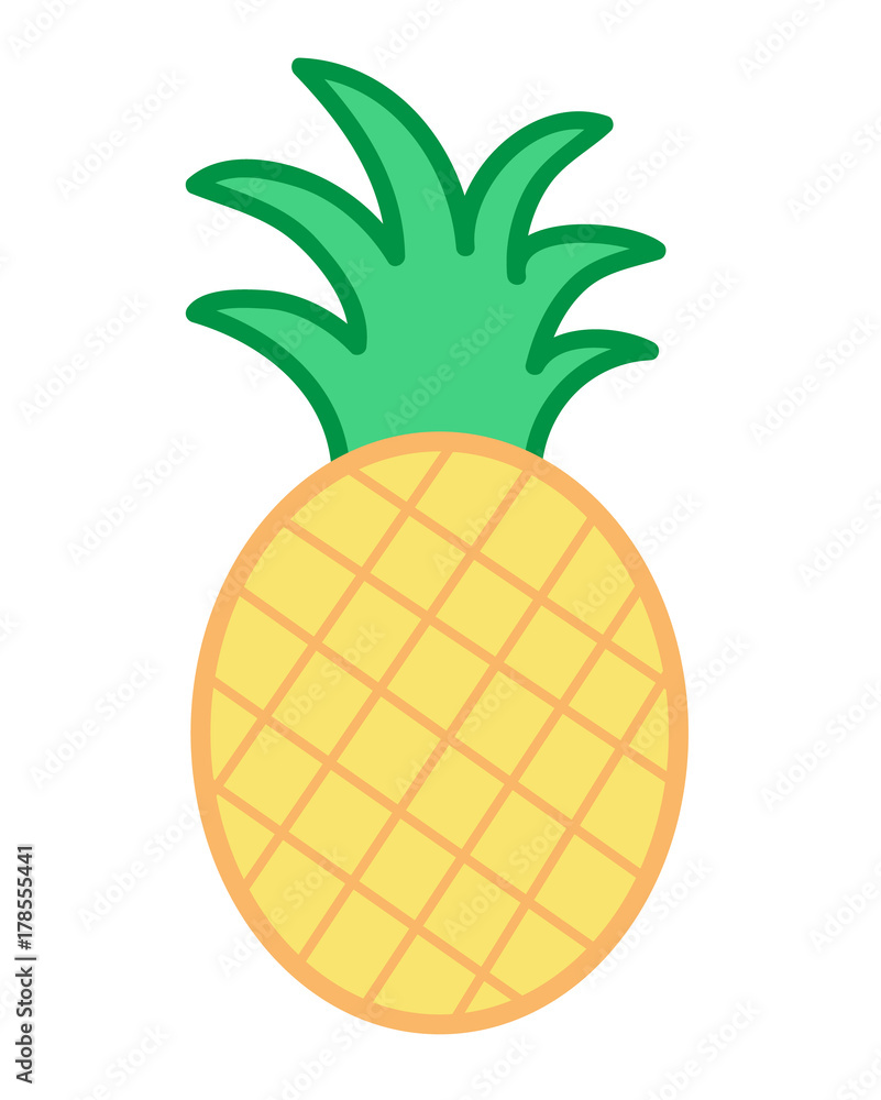 Pineapple vector cartoon illustration drawing icon, isolated on white  background Stock Vector | Adobe Stock