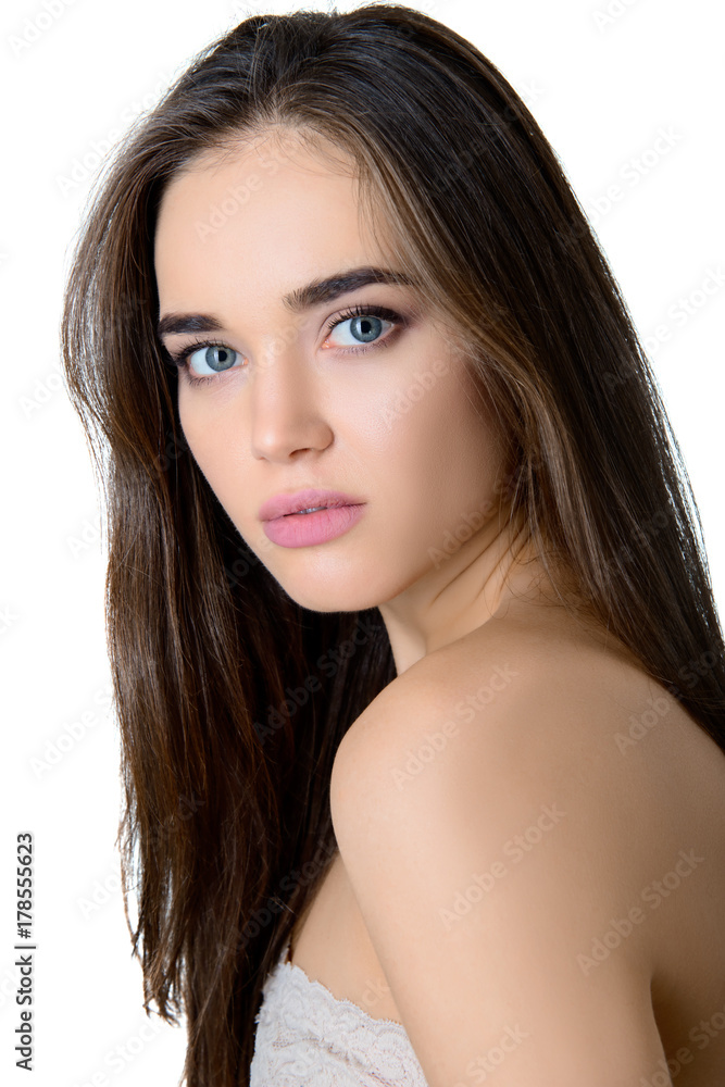 Gorgeous girl, studio shot isolated on white background. Beautiful young woman's portrait. Gorgeous girl, studio shot isolated on white background. Beautiful young woman's portrait.