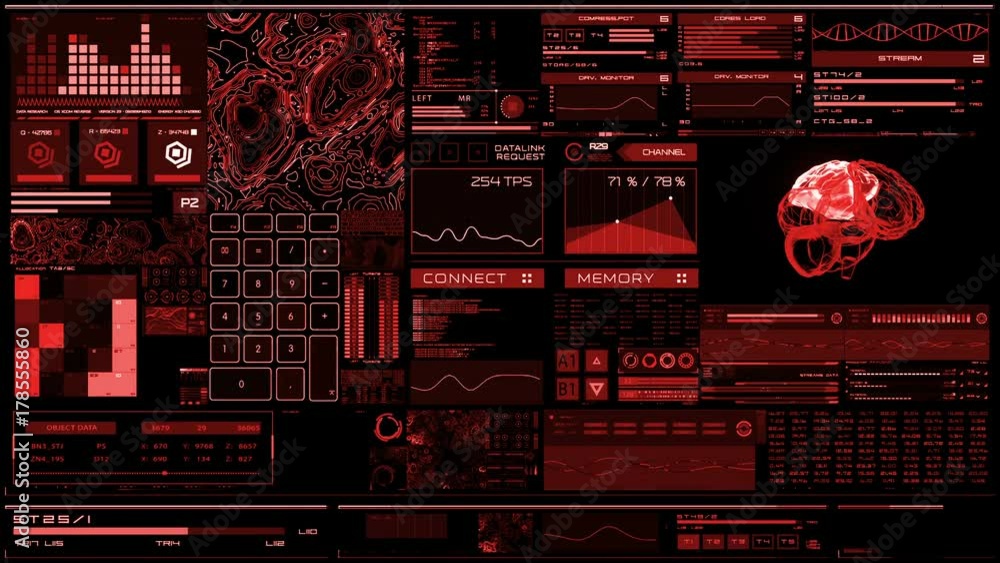 Red futuristic interface/Digital screen/Detailed abstract background ...