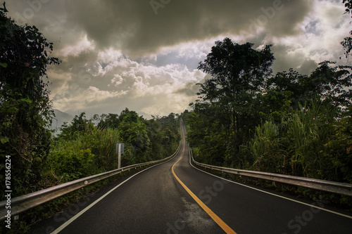 Rural Country Road on the Mountain of Doi Phuka National Reserved Park, Nan Province, Thailand