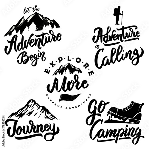 Explore and hiking hand drawn motivation lettering quote.