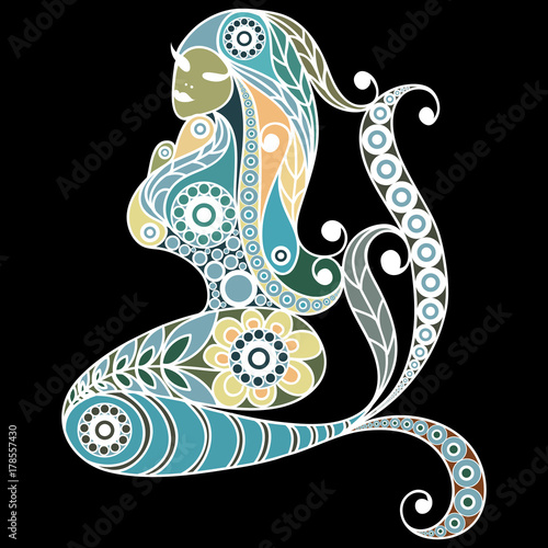 Graphic illustration with lacy mermaid 1