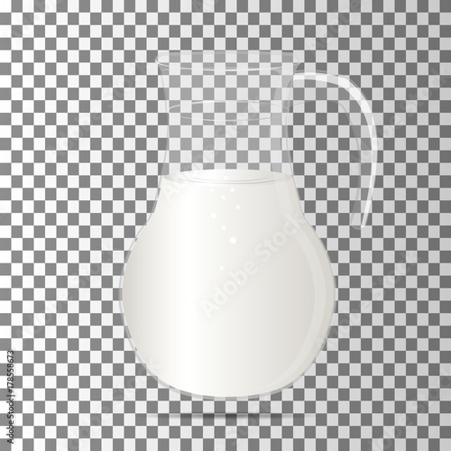 Decanter with milk . Vector illustration.