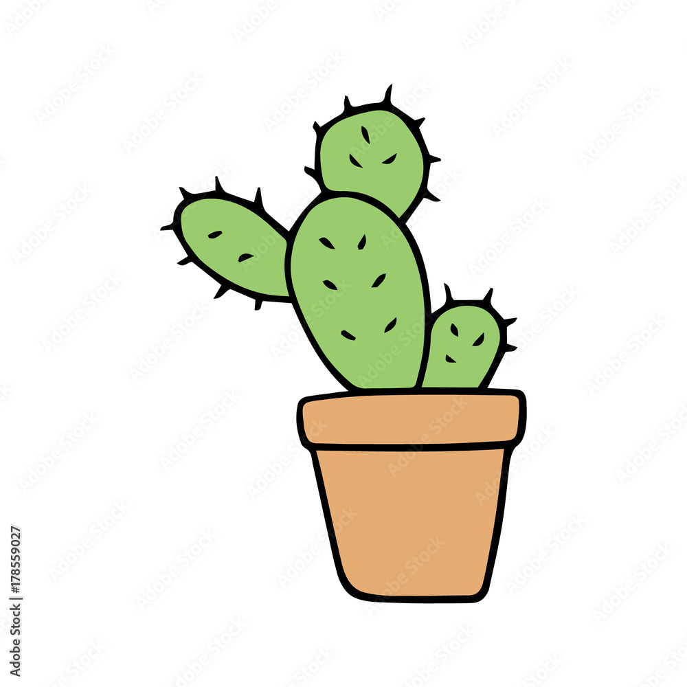 Image result for potted cactus drawing