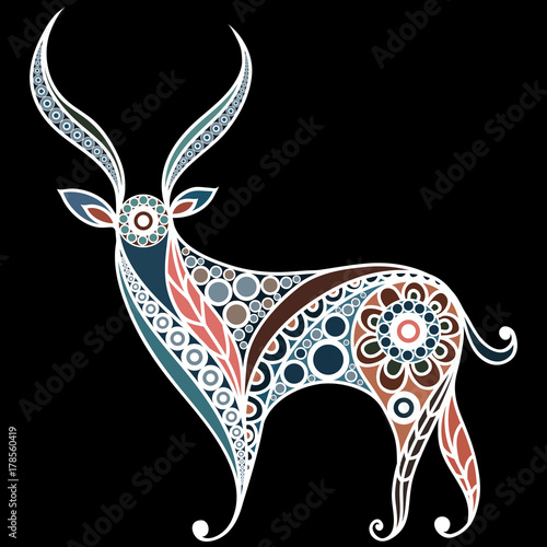 Illustration with lace deer in floral style