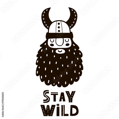 Cute viking character in scandinavian style. Vector illustration