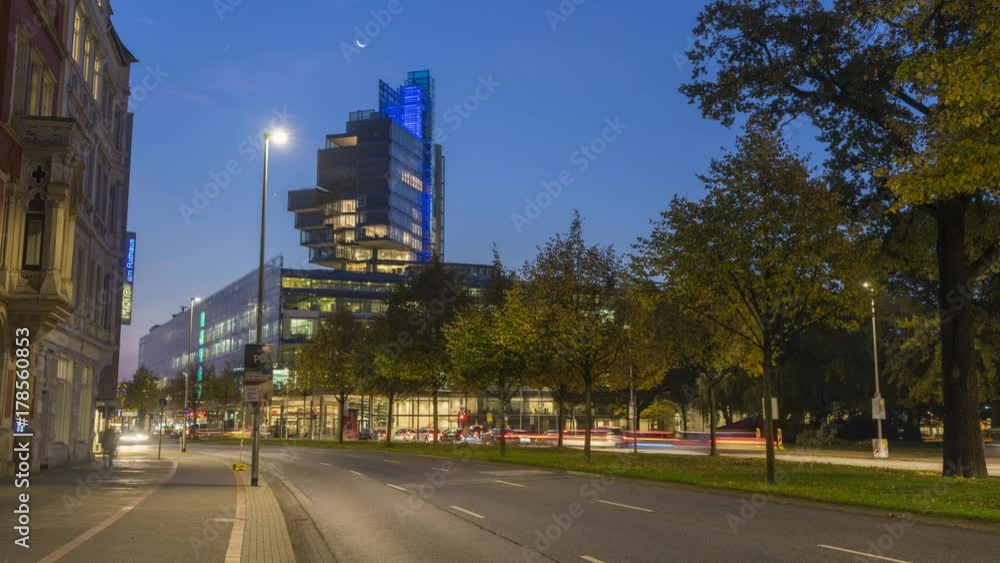 Street traffic in Hannover at early morning. Street traffic in Hannover at early morning.
