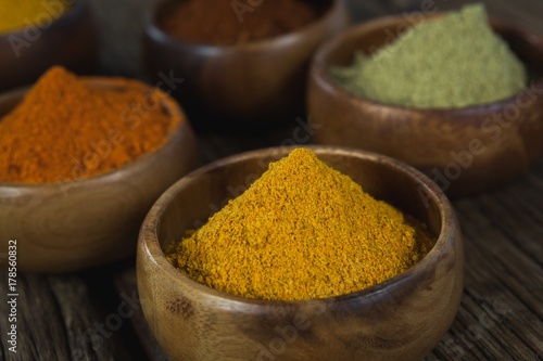 Various type spices in bowl