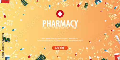 Pharmacy. Medical background. Health care. Vector medicine illustration.
