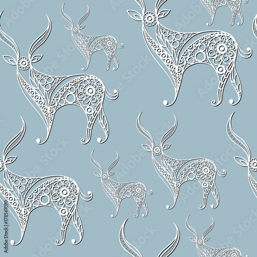 Seamless texture with lace deer