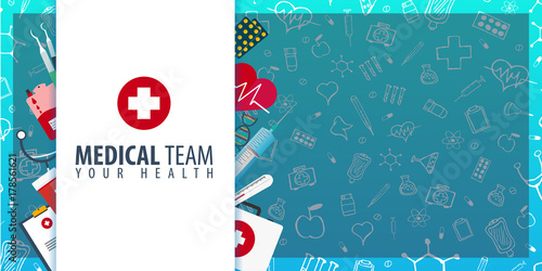 Medical Team. Medical background. Health care. Vector medicine illustration.