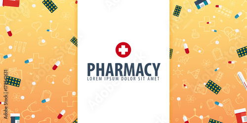 Pharmacy. Medical background. Health care. Vector medicine illustration.