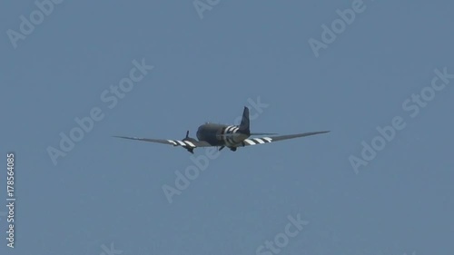 Old DC 3 airplane in flight