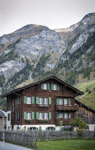 traditional swiss alps houses in vals village alpine switzerland