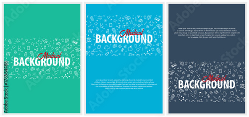 Set of Medical posters. Medical care. Health care. Vector medicine illustration.