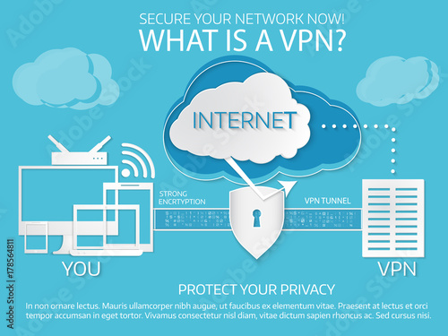 What is a vpn. Infographic template. Paper cut style.