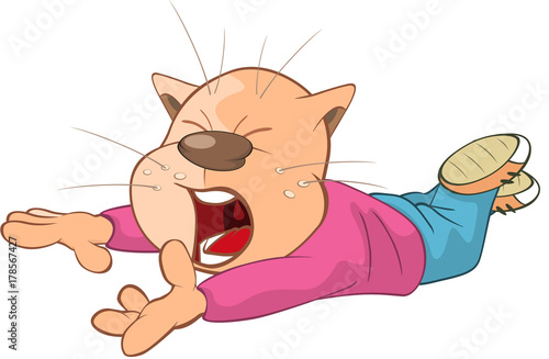  Illustration of a Cute Cat. Cartoon Character
