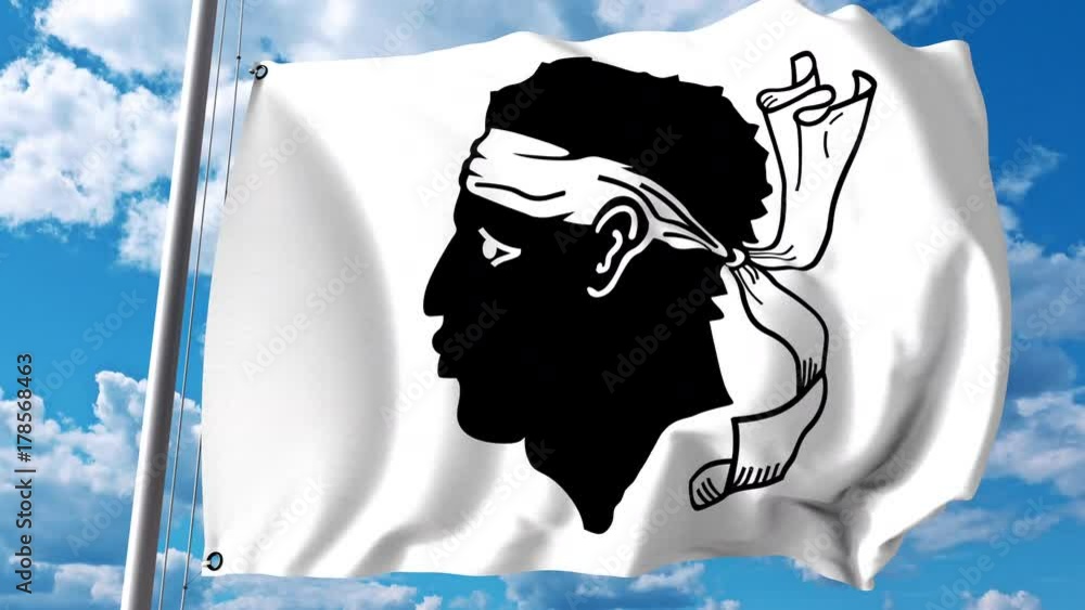 Waving flag of Corsica, a region of France