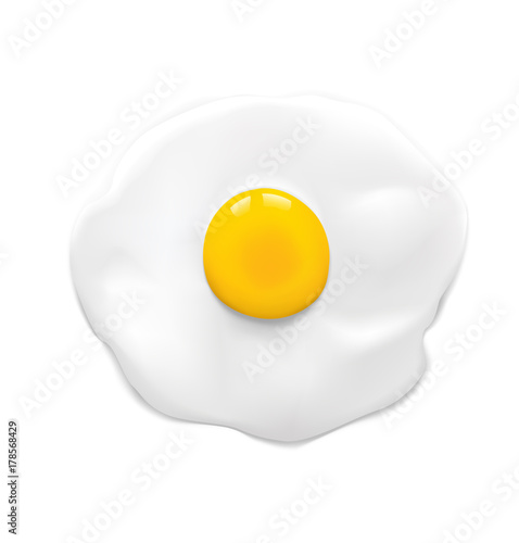 Fried egg isolated on white background. Vector illustration. Ready to use in your design