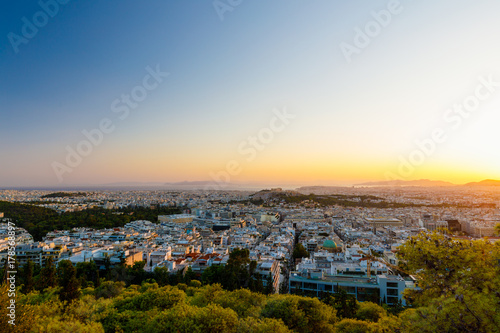 Acropolis with Parthenon at sunset  Athens  Greece  view from Lycabattus Hill