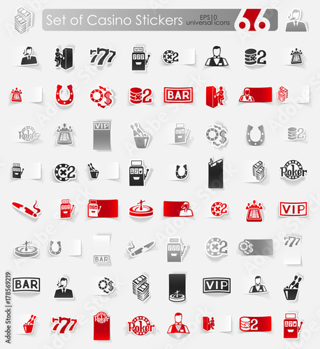 Set of casino stickers