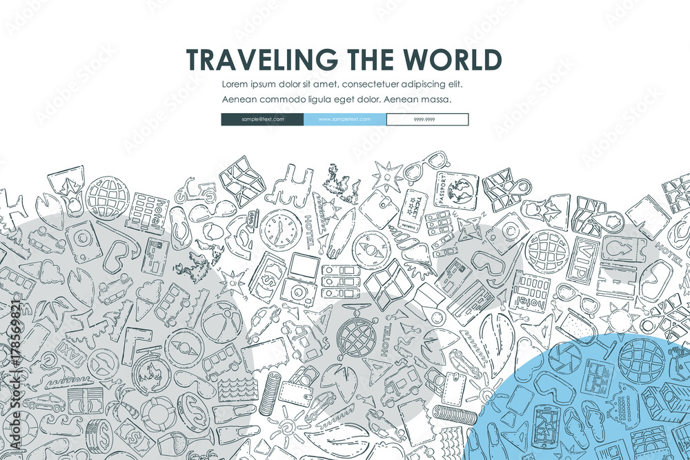 tourism Doodle Website Template Design