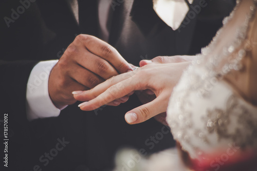 Groom Putting Ring On Bride's Finger