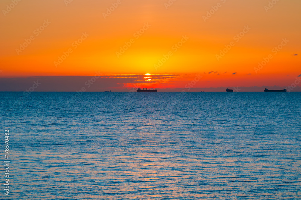 Calm, beautiful sea sunset landscape