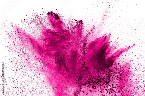Fotografia Abstract pink powder explosion on white background.