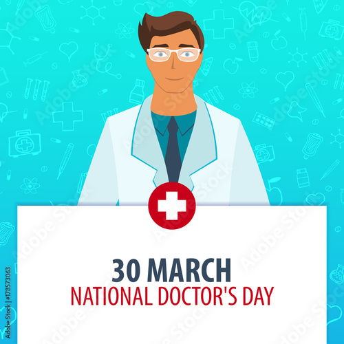 30 March. National Doctors day. Medical holiday. Vector medicine illustration.