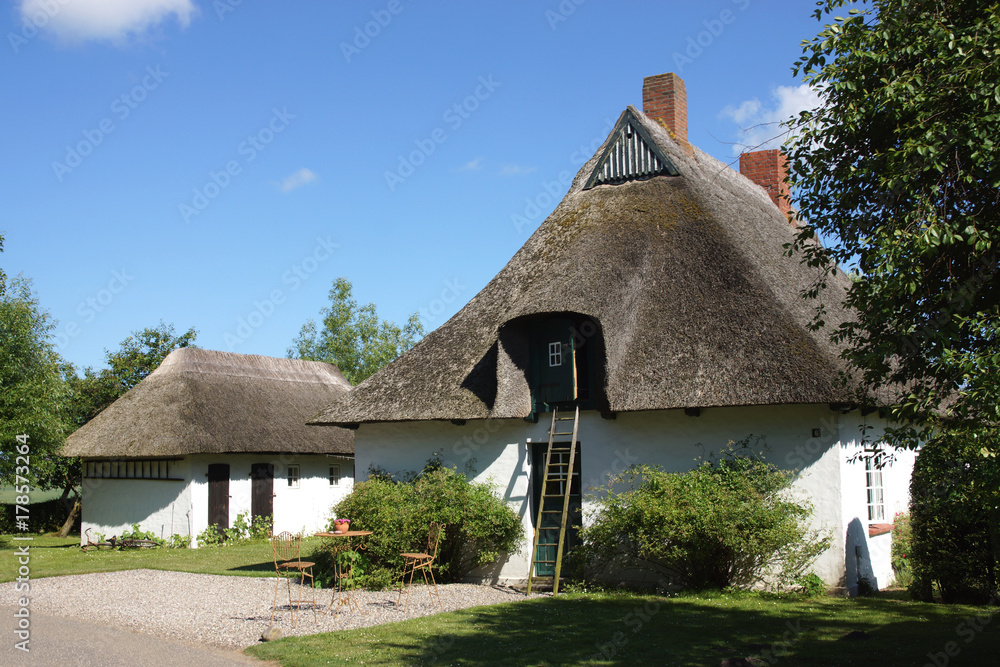 Reetdachhaus im Dorf Siggeneben , Ostholstein, Schleswig-Holstein