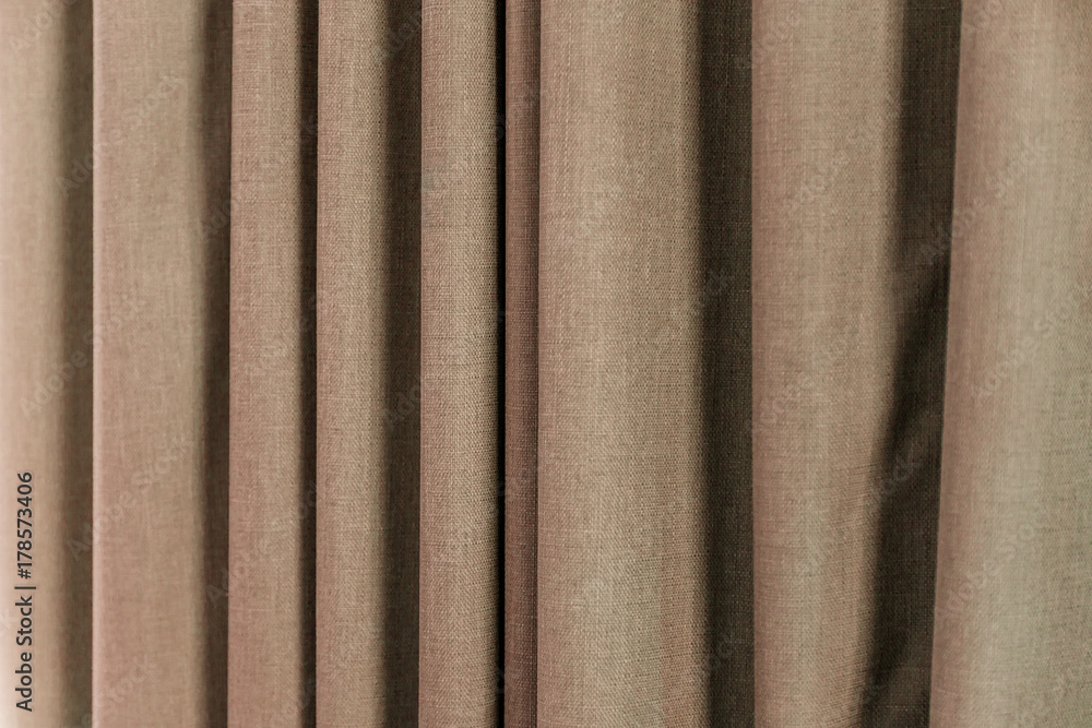 Fototapeta premium Brown Curtain with Beautiful Sun Light and Shadow