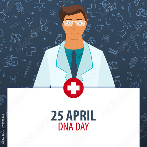 25 April. DNA day. Medical holiday. Vector medicine illustration.