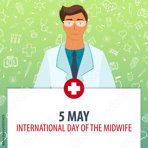 5 May. international Day of the midwife. Medical holiday. Vector medicine illustration.