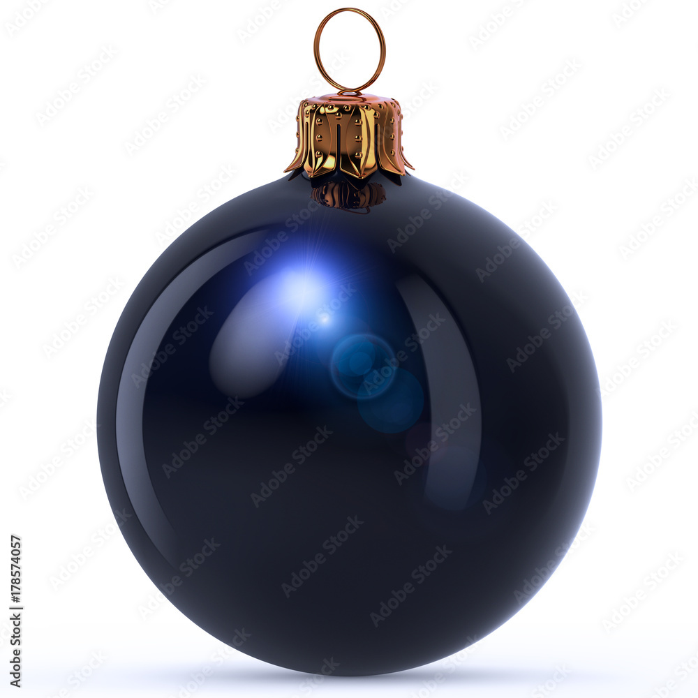 Christmas ball black dark decoration New Year's Eve bauble hanging adornment traditional Merry Xmas wintertime ornament polished closeup. 3d rendering illustration Christmas ball black dark decoration New Year's Eve bauble hanging adornment traditional Merry Xmas wintertime ornament polished closeup. 3d rendering illustration