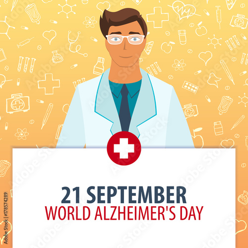 21 September. World Alzhemers day. Medical holiday. Vector medicine illustration.