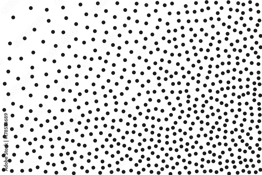 Background with irregular, chaotic dots, points, circle. Abstract monochrome pattern. Memphis style Random halftone. Pointillism Background with irregular, chaotic dots, points, circle. Abstract monochrome pattern. Memphis style Random halftone. Pointillism