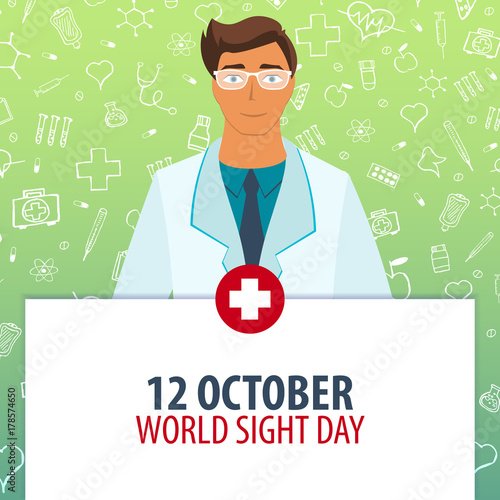 12 october. World Sight day. Medical holiday. Vector medicine illustration.