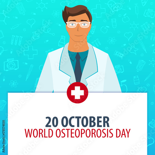 20 October. World Osteoporosis Day. Medical holiday. Vector medicine illustration.