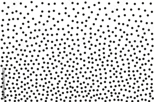 Background with irregular  chaotic dots  points  circle. Abstract monochrome pattern. Memphis style Random halftone. Pointillism