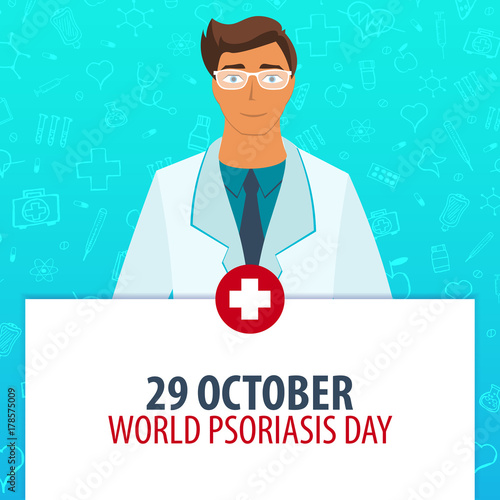 29 October. World Psoriasis Day. Medical holiday. Vector medicine illustration.